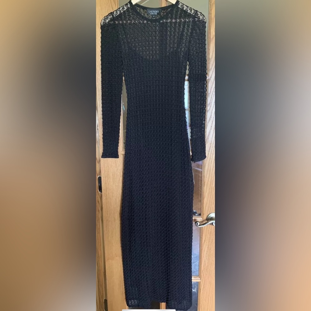 NWT VINTAGE LAUNDRY Womens Black Full Length Stretch Knit Formal Dress Sz Small